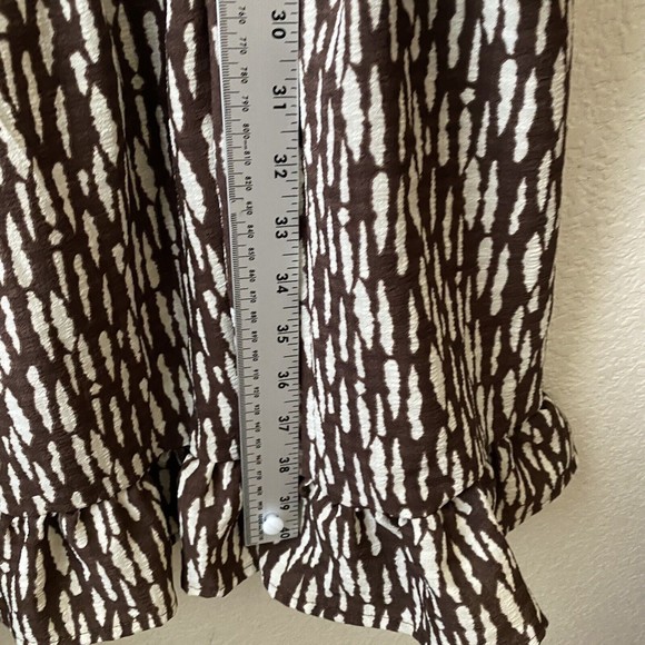 Grace Karin Womens Dress Size XL Printed Long Sleeve Button Front Brown White - Picture 6 of 9